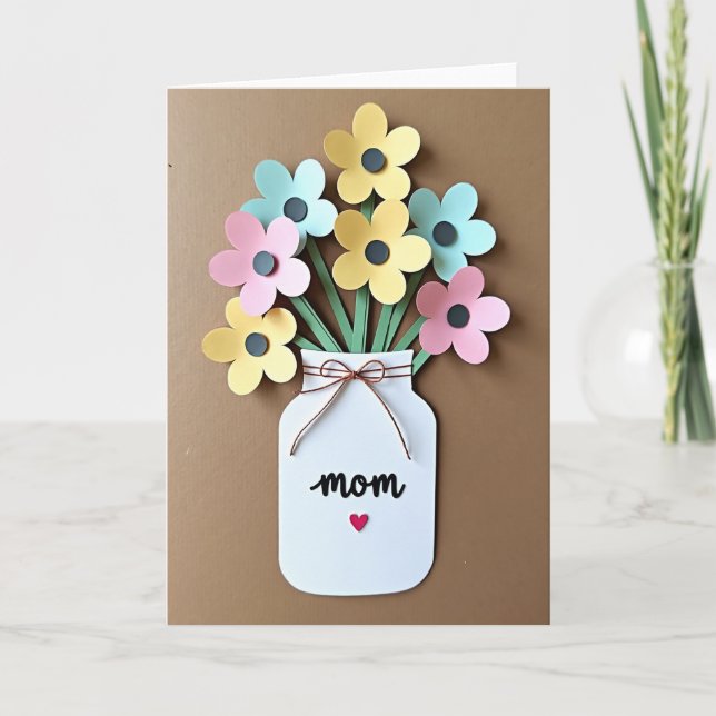 Sweet Mom Papercraft Bouquet Card (Front)