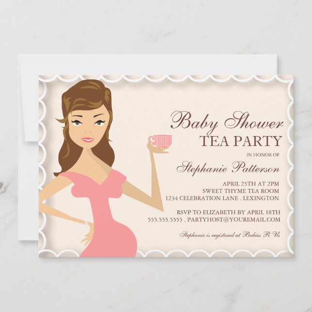 Sweet Mommy Baby Shower Tea Party Invitation Pink (Front)
