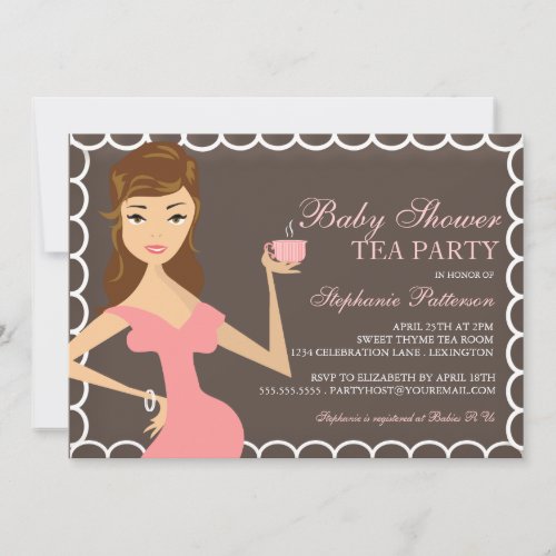 Sweet Mommy Baby Shower Tea Party Invitation Pink
