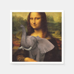 Sweet Mona Lisa Loves Elephant Paper Napkins