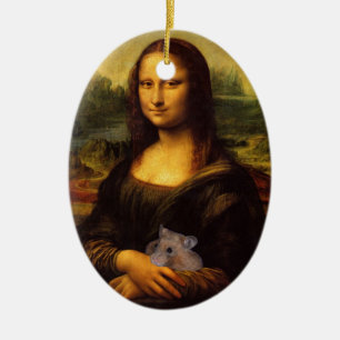 Sweet Mona Lisa Loves Hamsters Ceramic Ornament