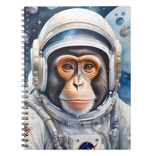 Sweet Monkey Astronaut in Outer Space Portrait Notebook
