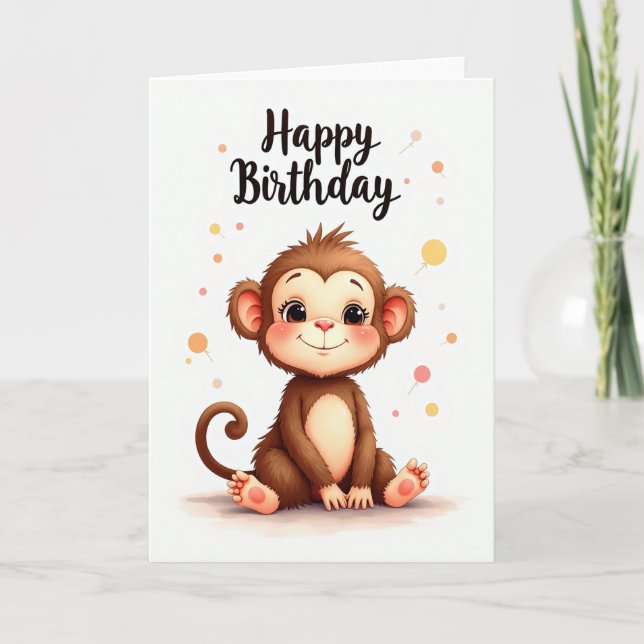 Sweet Monkey Birthday Card (Front)