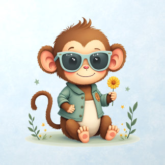 Sweet Monkey Flower Boho Nursery Art Wall Decal