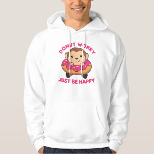 Sweet Monkey Funny Animals In Donut Pink Hoodie