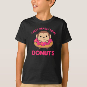 Sweet Monkey Funny Animals In Donut Pink T-Shirt