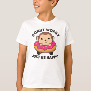 Sweet Monkey Funny Animals In Donut Pink T-Shirt