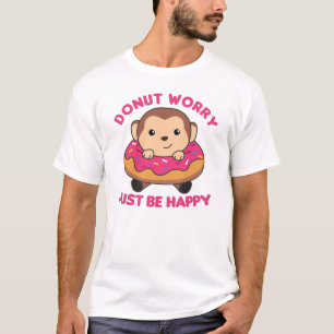 Sweet Monkey Funny Animals In Donut Pink T-Shirt