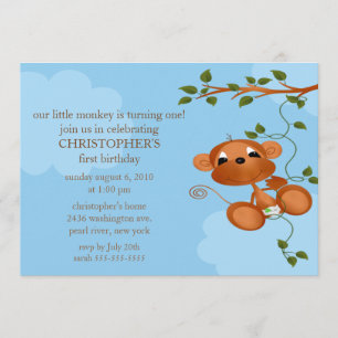 Sweet Monkey Kids Birthday Invitation