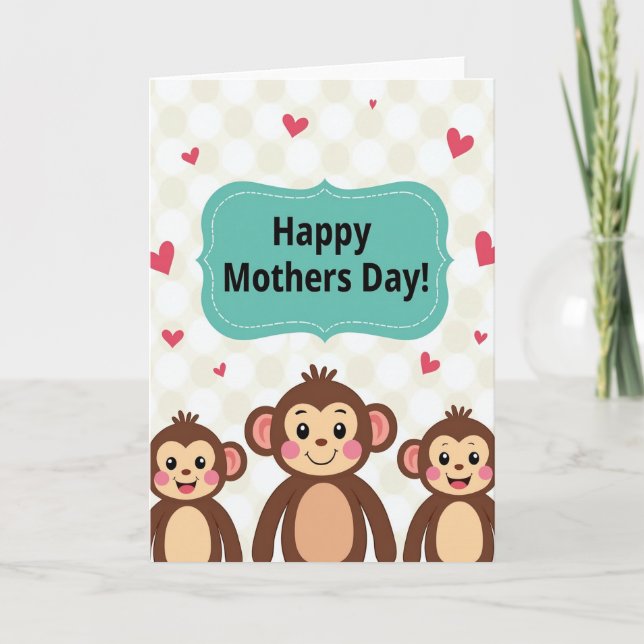 Sweet Monkey Mothers Day Card (Front)