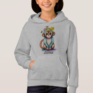 sweet monkey, watercolor painting hoodie