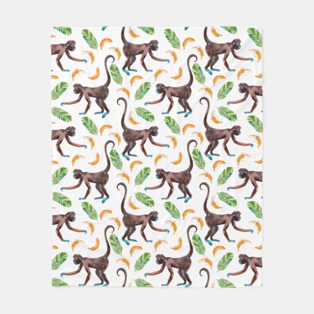 Sweet Monkeys Juggling Bananas Fleece Blanket (Front)