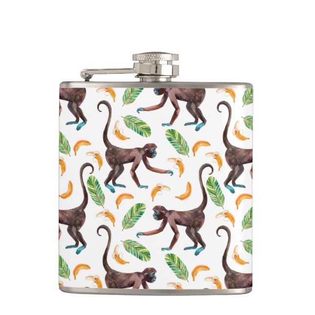 Sweet Monkeys Juggling Bananas Hip Flask (Front)