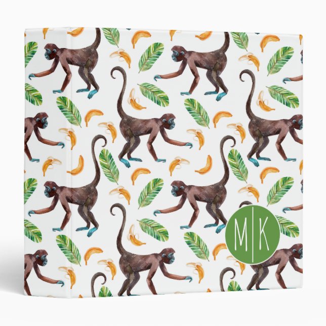 Sweet Monkeys Juggling Bananas | Monogram Binder (Front/Spine)