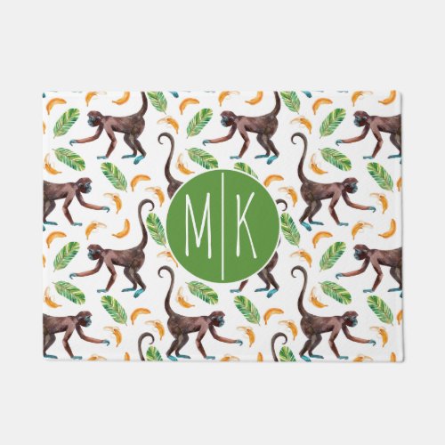 Sweet Monkeys Juggling Bananas  Monogram Doormat