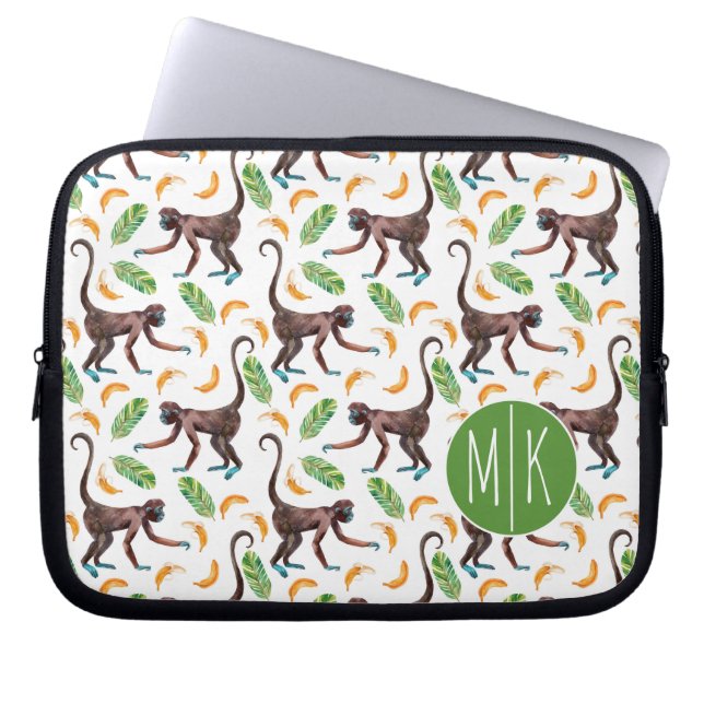 Sweet Monkeys Juggling Bananas | Monogram Laptop Sleeve (Front)