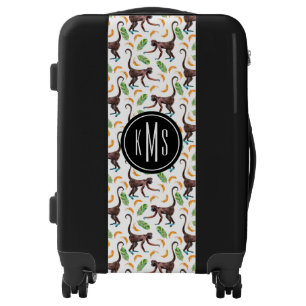 Sweet Monkeys Juggling Bananas Monogram Luggage