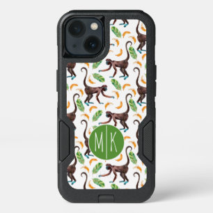 Sweet Monkeys Juggling Bananas Monogram iPhone 13 Case