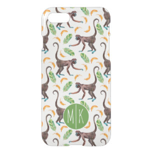 Sweet Monkeys Juggling Bananas   Monogram iPhone SE/8/7 Case