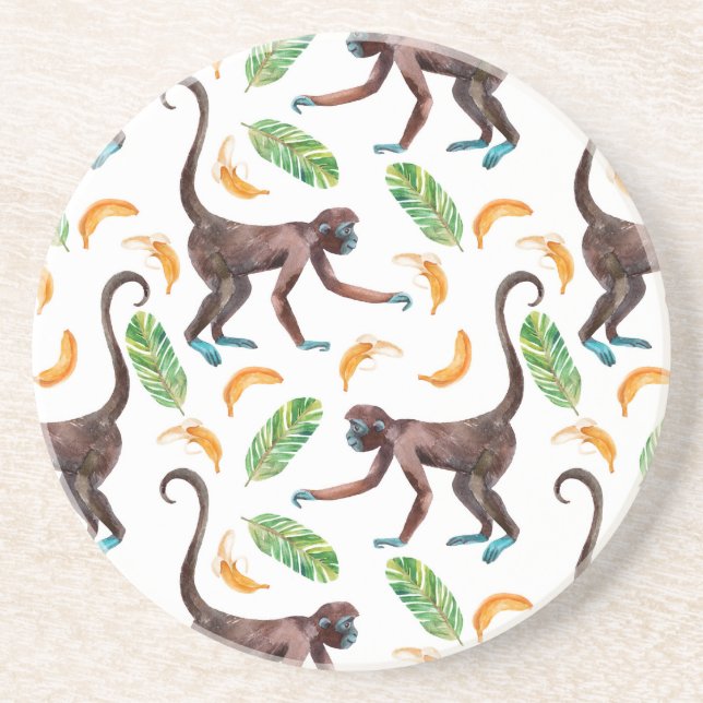 Sweet Monkeys Juggling Bananas Sandstone Coaster (Front)
