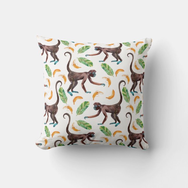 Sweet Monkeys Juggling Bananas Throw Pillow (Front)
