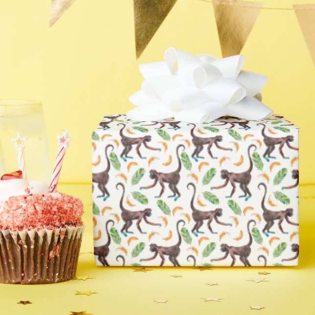 Sweet Monkeys Juggling Bananas Wrapping Paper (Birthday Party)