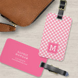 Sweet Monogram Baby Pink Gingham Luggage Tag<br><div class="desc">Travel in style with this sweet monogram luggage tag featuring a pink square against a baby pink gingham pattern on the front with a match pink back side. Personalize it by replacing the placeholder text. For more options such as to change the font and it's size/color or the spacing between...</div>