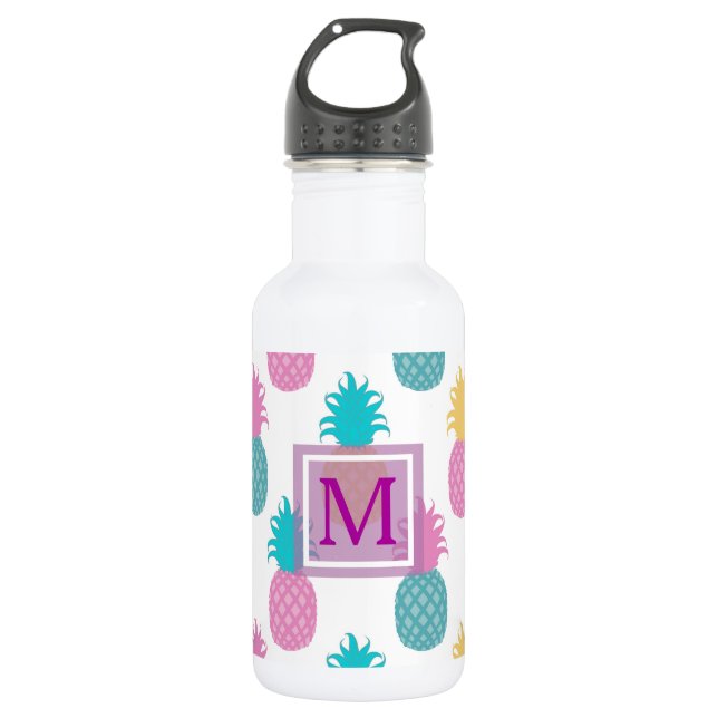 Sweet monogrammed pineapples stainless steel water bottle (Front)