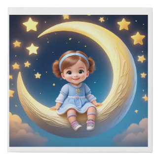 Sweet Moon Baby – Little Dreamer on the Crescent M Faux Canvas Print