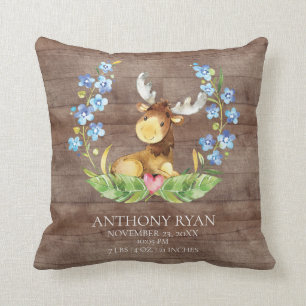 Sweet Moose  Baby Birth Stats Pillow