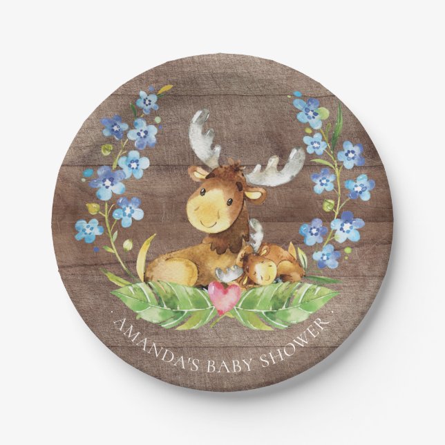 Sweet Moose Baby Shower 7" Plate (Front)