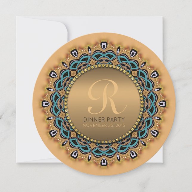 Sweet Moroccan Dinner Party Gold Invitation (Front)
