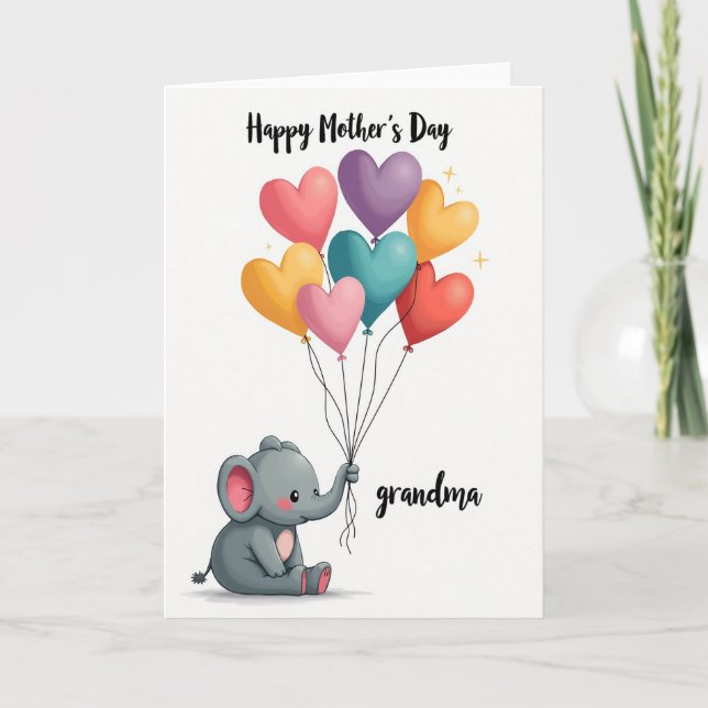Sweet Mother Love Elephant Card (Front)