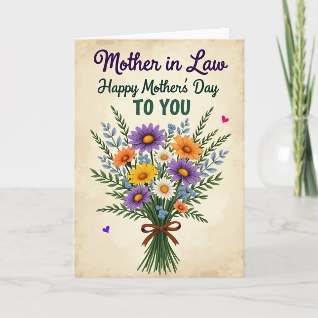 Sweet Mothers Day Art Flowers Card (Front)