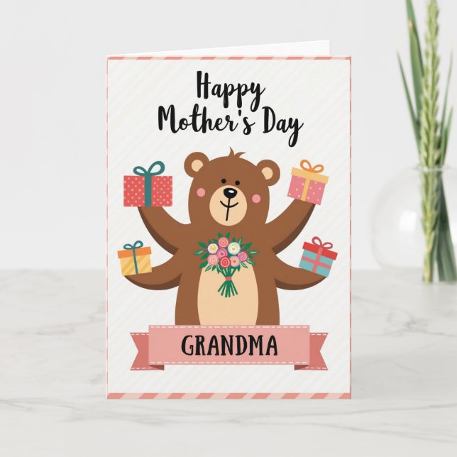 Sweet Mothers Day Bear Gift Card (Front)