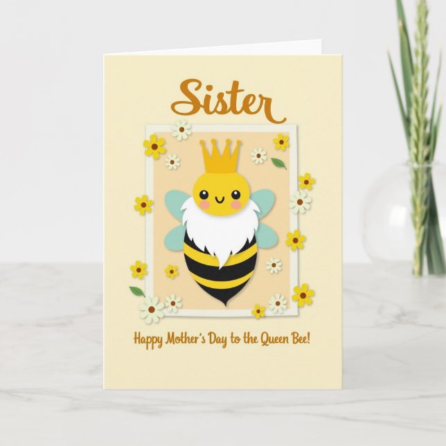 Sweet Mothers Day Bee Illustration Card (Front)