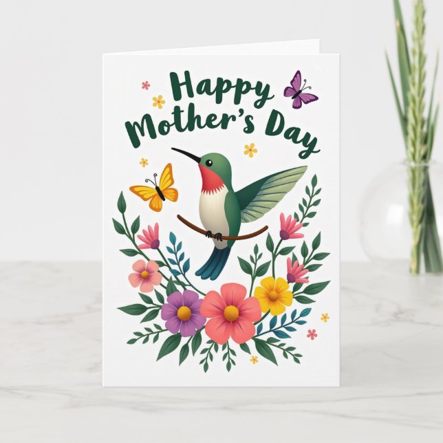 Sweet Mothers Day Bird Branch Card (Front)