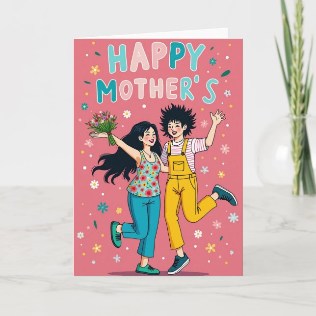 Sweet Mothers Day Bouquet Giving Card (Front)