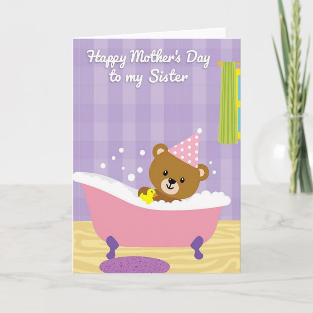 Sweet Mothers Day Bubble Bear Card (Front)