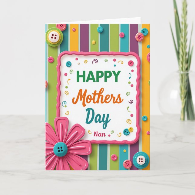 Sweet Mothers Day Buttons Card (Front)