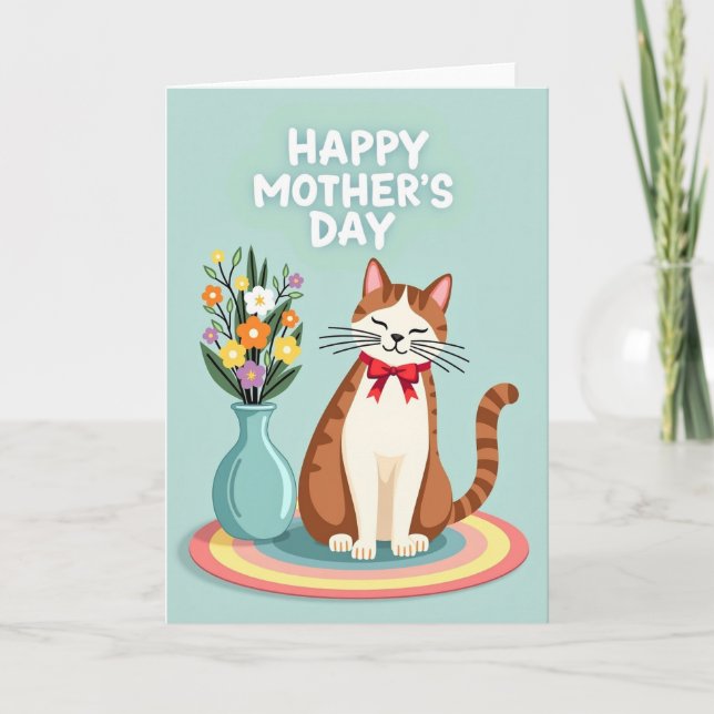 Sweet Mothers Day Cat Art Card (Front)