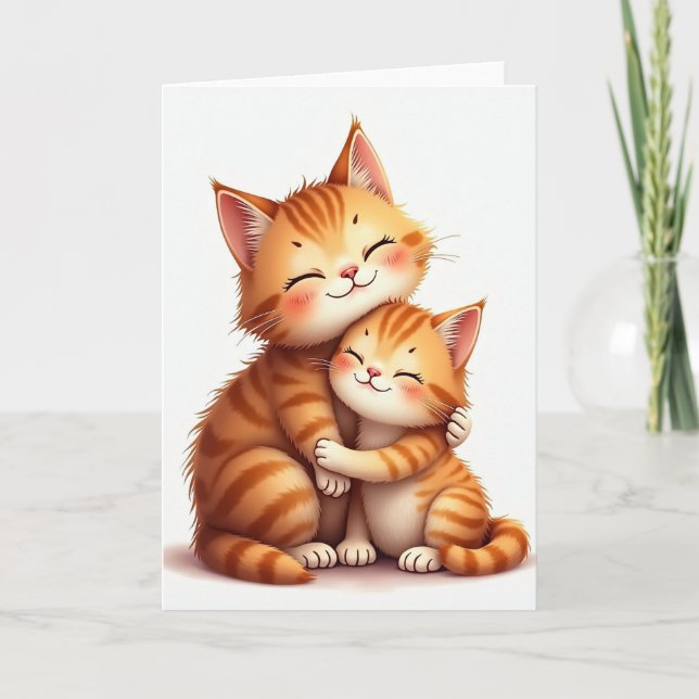 Sweet Mothers Day Cat Hug Card (Front)