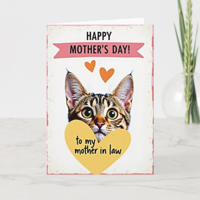 Sweet Mothers Day Cat Peek Card (Front)