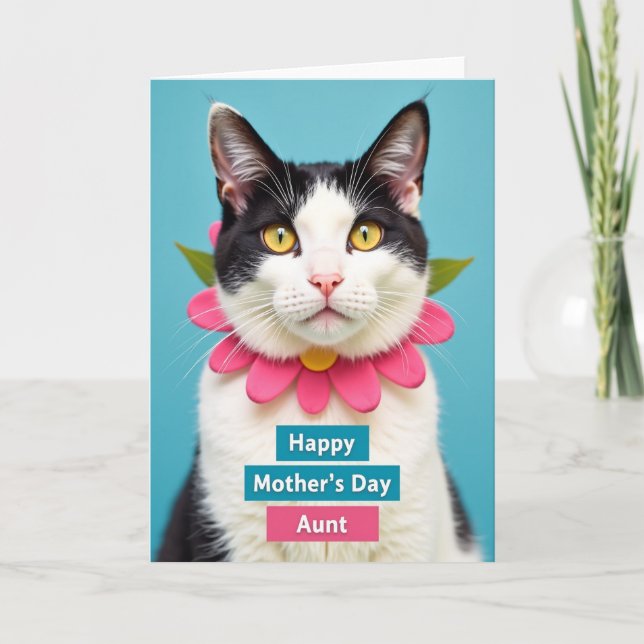 Sweet Mothers Day Cat Portrait Card (Front)
