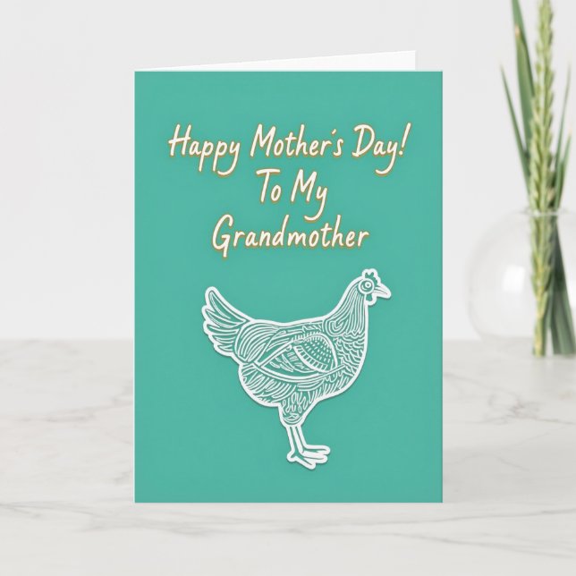 Sweet Mothers Day Chicken Art Card (Front)