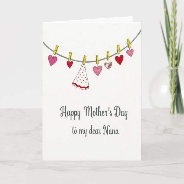 Sweet Mothers Day Clothesline Card (Front)