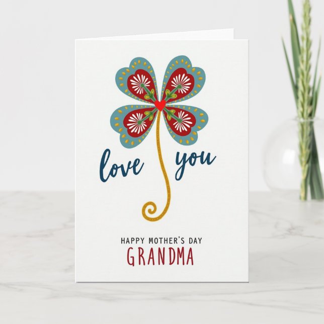 Sweet Mothers Day Clover Card (Front)