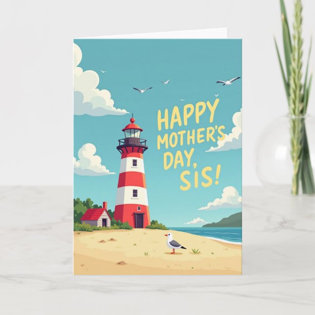 Sweet Mothers Day Coastal View Card (Front)