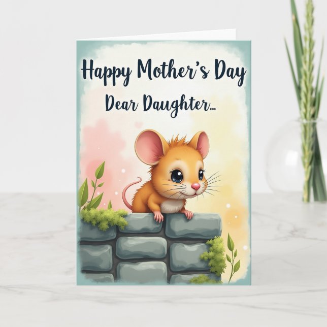 Sweet Mothers Day Critter On Stone Card (Front)