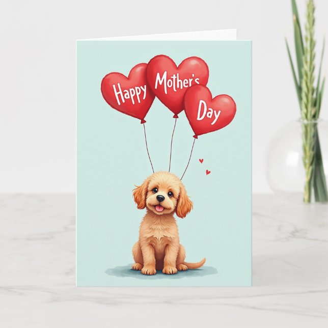 Sweet Mothers Day Dog Balloons Card (Front)